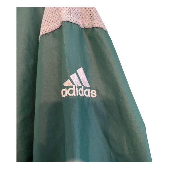 Vintage Adidas Lightweight Pullover Windbreaker Jacket Green Grey Snap Placket L - Picture 2 of 11